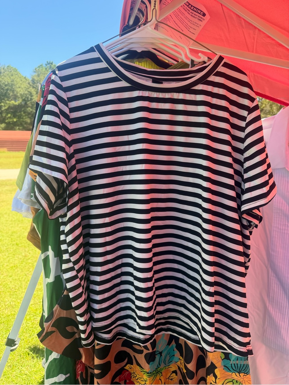 SHEIN Black and White Striped Short Sleeve Kids Tee